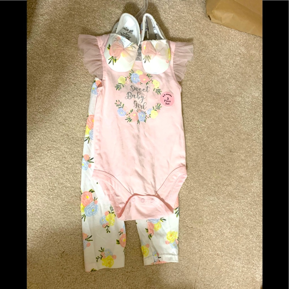 Cutie Pie Sweet Baby Girl 3pc Set